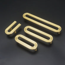 Load image into Gallery viewer, Brass Luxury Gold Cabinet Pulls, Modern Minimalist Nordic Handles for Wardrobe, Drawer, Cupboard, Shoe &amp; Wine Cabinet
