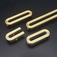 Load image into Gallery viewer, Brass Luxury Gold Cabinet Pulls, Modern Minimalist Nordic Handles for Wardrobe, Drawer, Cupboard, Shoe &amp; Wine Cabinet
