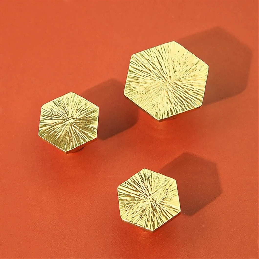 Modern Hexagon Brass Knobs & Pulls | Minimalist Luxury Drawer, Small Cabinet & Door Handles