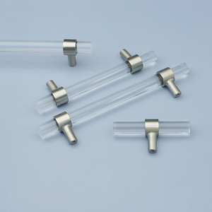 Customizable Clear Acrylic & Brushed Nickel Pulls | Drawer & Dresser Knobs, Cabinet Door & Bathroom Handles, Bar Pull Hardware