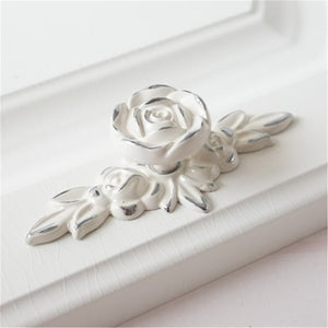Shabby Chic Rose Flower Plate & Knob Pulls | Cream Gold Dresser & Cabinet Handles, Drawer & Door Knobs, Furniture Hardware