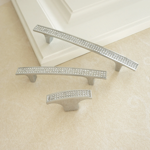 3.78", 5", 6.3" Silver Crystal Dresser Knobs | Rhinestone Glass Drawer Pulls, Cabinet & Kitchen Handles, Hardware
