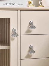 Load image into Gallery viewer, Chrome Silver Brass Ginkgo Leaf Pulls, French European Minimalist Handles for Wardrobe Doors, Cabinets &amp; Drawers

