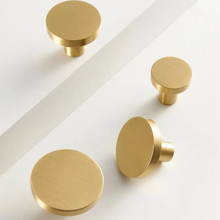 Load image into Gallery viewer, Solid Brass Drawer Knobs | Brushed Gold Modern Cabinet Hardware
