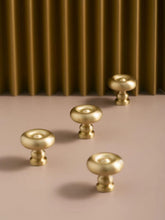 Load image into Gallery viewer, Light French Vintage Wave Texture Round Brass Knobs, Single Hole Small Handles for Drawers &amp; Wardrobes
