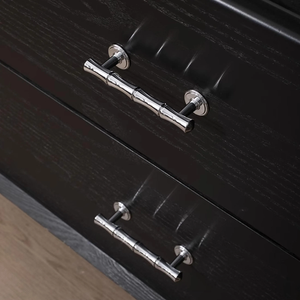 3.78", 5", 6.3", 8.8" Bamboo & Chrome Cabinet Pulls & Knobs | Unique Drawer Handles, Closet & Wardrobe Dresser Knobs