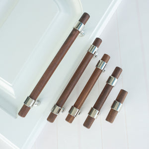 3", 4", 5", 8.8", 10" & 12.6" Walnut Wood Cabinet Handles | Drawer Pulls, Dresser & Closet Wardrobe Knobs | Cupboard Pulls