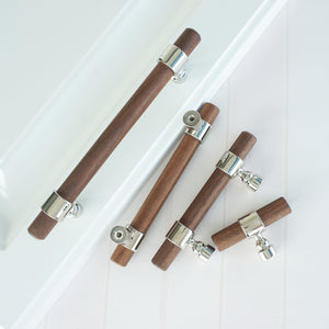 3", 4", 5", 8.8", 10" & 12.6" Walnut Wood Cabinet Handles | Drawer Pulls, Dresser & Closet Wardrobe Knobs | Cupboard Pulls
