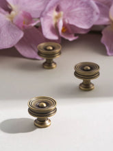 Load image into Gallery viewer, Vintage French Brass Cabinet Knob, Antique Bronze Round Drawer Pull, Furniture Cupboard Knob
