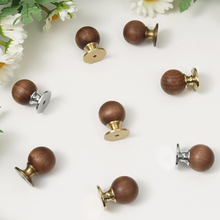 Load image into Gallery viewer, Walnut Wood &amp; Chrome, Gold, Bronze, Brass Kitchen Knobs &amp; Pulls | Drop Bail Drawer &amp; Cupboard Handles, Cabinet Pulls
