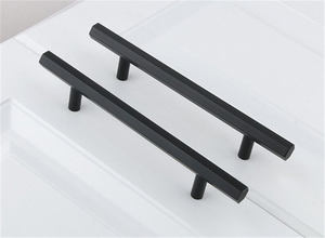 3.78", 5", 6.3", 7.55" (96mm, 128mm, 160mm, 192mm) Brass Black Hexagon Pulls | Modern Kitchen Cabinet Door Handles, Dresser & Drawer Knobs