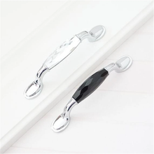 Load image into Gallery viewer, 3.75&quot;, 5&quot; (96, 128mm) Black Clear Crystal Pulls | Silver Chrome Handles, Dresser &amp; Kitchen Cabinet Hardware, Furniture Pulls
