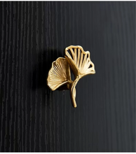 Load image into Gallery viewer, Ginkgo Biloba Leaf Brass Knobs | Cabinet &amp; Drawer Pulls, Kitchen Handles, Cabinet Hardware

