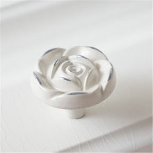 Load image into Gallery viewer, Shabby Chic Rose Flower Plate &amp; Knob Pulls | Cream Gold Dresser &amp; Cabinet Handles, Drawer &amp; Door Knobs, Furniture Hardware
