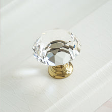 Load image into Gallery viewer, 3.78&quot; &amp; 5&quot; Gold, Clear &amp; Chrome Crystal Dresser Knobs | Modern Drawer Pulls &amp; Cabinet Handles for Cupboard, Closet
