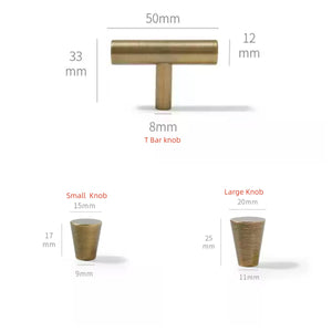 2.5"-12.6" Antique Bronze & Brushed Brass Pulls, Knobs & Handles | Drawer, Cabinet, Dresser & Wardrobe Hardware