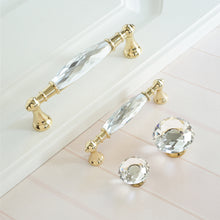 Load image into Gallery viewer, 3.78&quot; &amp; 5&quot; Gold, Clear &amp; Chrome Crystal Dresser Knobs | Modern Drawer Pulls &amp; Cabinet Handles for Cupboard, Closet
