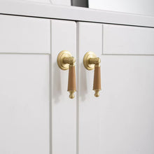 Load image into Gallery viewer, Multi-Color Leather Loop Brass Pendant Knobs, Cute Single Hole Pulls for Children’s Wardrobe &amp; Drawers

