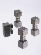 Load image into Gallery viewer, Vintage Industrial Cube Brass Cabinet Knob, Antique Silver Finish Minimalist Dark Gray Single Hole Drawer Pull
