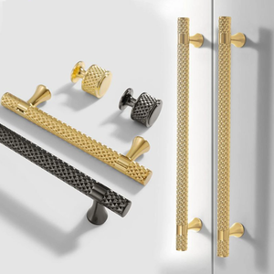 3.78", 5", 7.55" Shiny Gold & Titanium Black Kitchen Pulls | Drawer Knobs, Wardrobe & Cabinet Pulls, Cabinet Hardware
