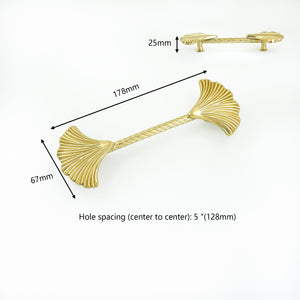 3.78"-5.0" Ginkgo Solid Brass Pulls, Knobs & Handles | Kitchen, Cabinet, Dresser & Drawer | Gift-Worthy Hardware
