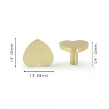 Load image into Gallery viewer, Heart Shaped Brass Knobs &amp; Handles | Cabinet, Drawer, Dresser &amp; Kitchen Cupboard | Furniture Hardware
