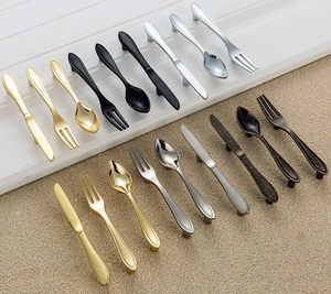 3" (76mm) Spoon Fork Knife Pulls | Black, Bright Silver, Gold & Bronze Kitchen Cabinet, Drawer & Cupboard Handles, Knobs