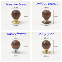 Load image into Gallery viewer, Walnut Wood &amp; Chrome, Gold, Bronze, Brass Kitchen Knobs &amp; Pulls | Drop Bail Drawer &amp; Cupboard Handles, Cabinet Pulls
