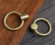 Load image into Gallery viewer, Pure Brass Gold Ring Pulls | Drop Drawer Handles, Dresser &amp; Kitchen Cabinet Knobs | Decor Hardware
