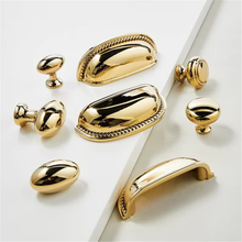 Load image into Gallery viewer, 2.5&quot; Gold Cup Solid Brass Knobs &amp; Pulls | Polished Exquisite Mini Cabinet, Drawer &amp; Kitchen Handles, Gift-Worthy Gold Hardware
