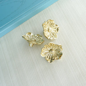 Gold Brass Flower Knobs | Kitchen Cupboard & Drawer Pulls, Cabinet & Dresser Handles, Furniture Hardware
