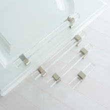 Load image into Gallery viewer, Square Silver Clear Acrylic Pulls, Knobs &amp; Handles | Cabinet, Drawer, Dresser &amp; Bathroom Hardware
