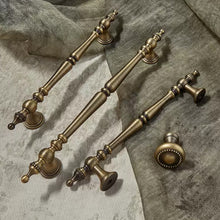 Load image into Gallery viewer, 3.78&quot;, 5&quot; &amp; 6.3&quot; Aged Brass &amp; Antique Bronze Drawer Knobs | Euro Style Cabinet Handles, Kitchen &amp; Dresser Pulls | Cabinet Hardware
