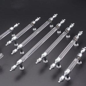 Art Decor Clear Acrylic & Chrome Crystal Knobs, Pulls & Handles | Cabinet, Drawer, Kitchen, Dresser, Bathroom & Door Hardware