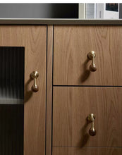 Load image into Gallery viewer, French Modern Solid Brass Pulls with Walnut &amp; Beech Wood Pendant, Premium Cabinet Handles for Drawer, Wardrobe
