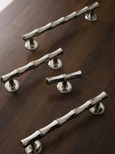 Load image into Gallery viewer, Mid-Century French Luxury Bamboo Shape Brass Cabinet Pulls, Rustproof Titanium Silver Double Hole Drawer Handles
