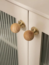 Load image into Gallery viewer, Nordic Japanese Wabi-Sabi Solid Wood Ball Brass Knob, Round Single Hole Drawer Handle for Wardrobe &amp; Cabinet Furniture
