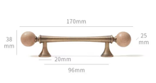 Load image into Gallery viewer, Mid-Century Modern Brass Walnut Drawer Handle | Antique Brass  French Retro Wardrobe Cabinet Pull for Kids Room
