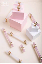 Load image into Gallery viewer, 3.78&quot;, 5&quot; Light Pink &amp; Clear White Nature Stone Kitchen Handles | Cabinet Pulls, Dresser &amp; Closet Drawer Pulls | Luxury Decor
