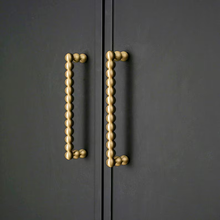 Load image into Gallery viewer, Gold Brass Beaded Cabinet Pulls:  Drawer Handles, Modern Kitchen Hardware
