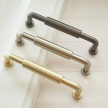 Load image into Gallery viewer, 3.78&quot;-7.55&quot; Brushed Brass, Nickel &amp; Gun Black T Bar Pulls &amp; Handles | Cabinet, Drawer, Dresser &amp; Closet Hardware
