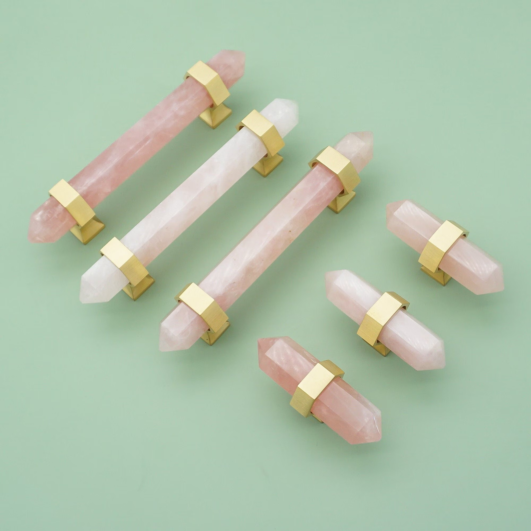 Adjustable Modern Pink, White & Natural Stone Knobs, Pulls & Handles | Drawer, Wardrobe, Cabinet & Dresser Hardware