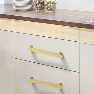 3.78"-5.0" (96-128mm) Simple Modern Brushed Brass & Black Pulls, Knobs & Handles | Cabinet, Dresser, Drawer & Wardrobe Hardware