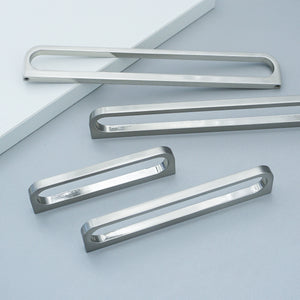 3.78"-12.6" Brushed Nickel Hollow Knobs, Pulls & Handles | Modern | Kitchen, Dresser, Drawer, Cabinet & Wardrobe Hardware