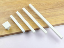 Load image into Gallery viewer, 2.5&quot;, 3.78&quot;, 5&quot;, 6.3&quot; (64, 96, 128, 160mm) Square White Drawer Pulls | Modern Dresser &amp; Kitchen Cabinet Door Knobs, Cupboard Handles
