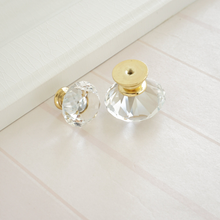 Load image into Gallery viewer, Crystal Drawer Knobs | Gold &amp; Clear Glass Dresser &amp; Cupboard Pulls, Kitchen Cabinet Handles, Hardware

