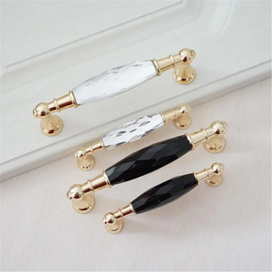 3.75" 5" Gold Glass Kitchen Cabinet Door Handle Knob Crystal Drawer Pulls Dresser Handles Clear Black Hardware Pull Decor 96 128 mm