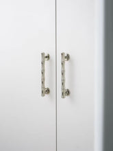 Load image into Gallery viewer, Mid-Century French Luxury Bamboo Shape Brass Cabinet Pulls, Rustproof Titanium Silver Double Hole Drawer Handles
