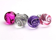Load image into Gallery viewer, Flower Crystal Glass Knobs | Colorful Pink Purple Rose Red &amp; Transparent Dresser Drawer Pulls, Cabinet Door Hardware
