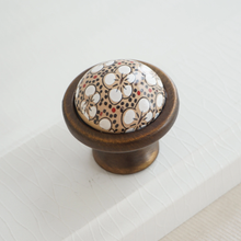 Load image into Gallery viewer, 3.78&quot;, 5.0&quot; (96mm) Ceramic Kitchen Handles | Brown, White &amp; Brass Vintage Rural Chic Drawer &amp; Cabinet Pulls, Dresser Knobs
